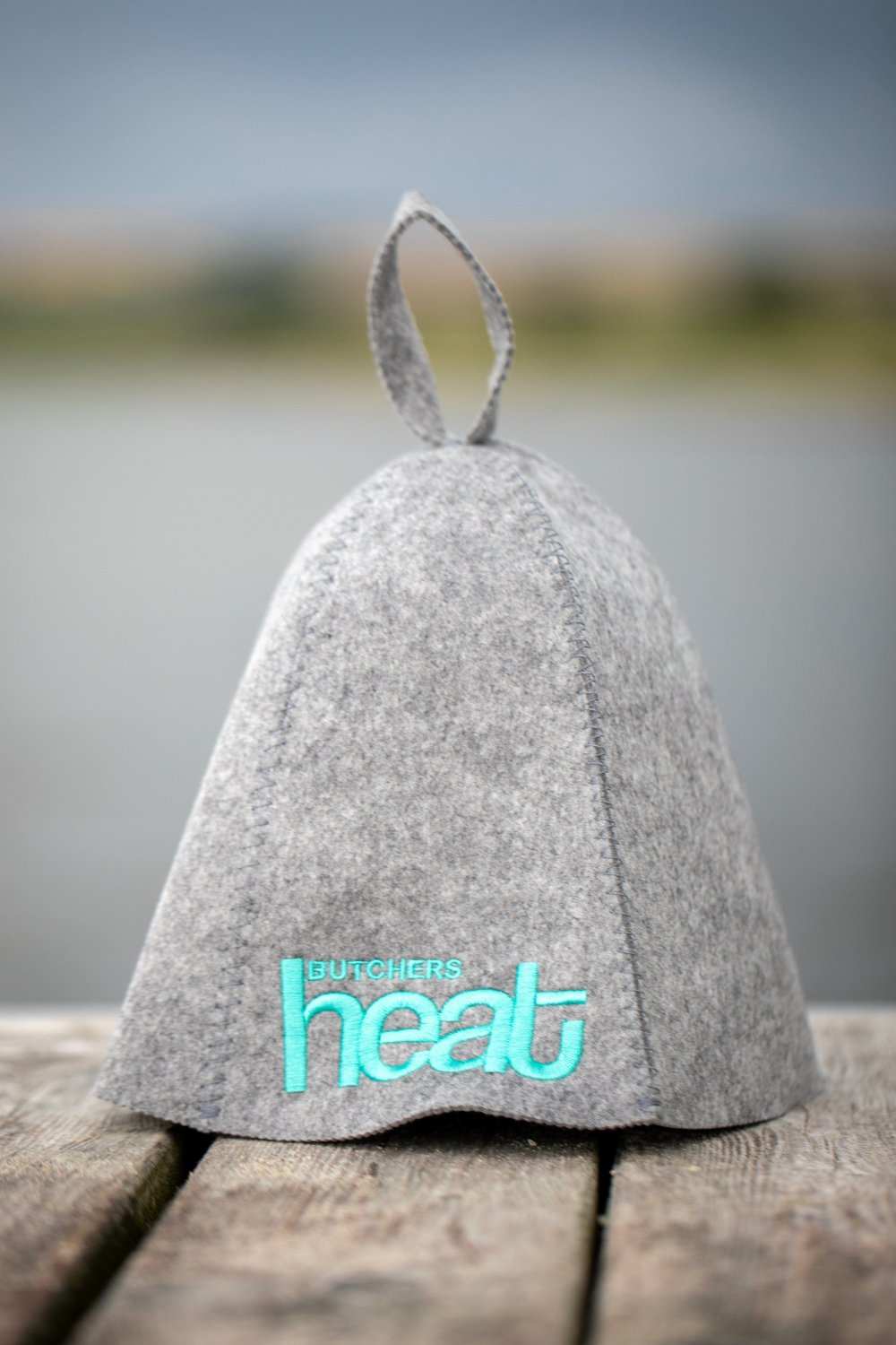 Butchers Heat saunahat Gray / Gray SaunaHat with turqioise embroidery SaunaHat